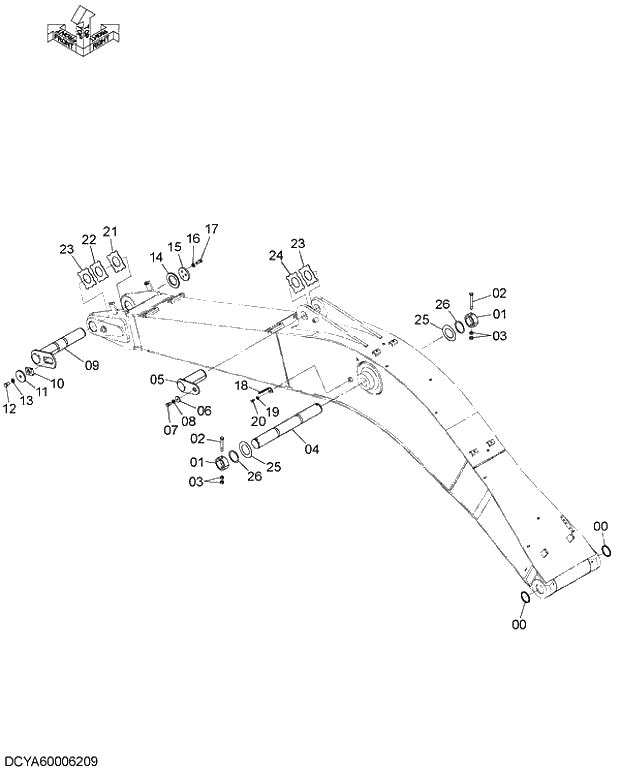 Схема запчастей Hitachi ZX280-5G - 002 BOOM PARTS 12 FRONT-END ATTACHMENTS