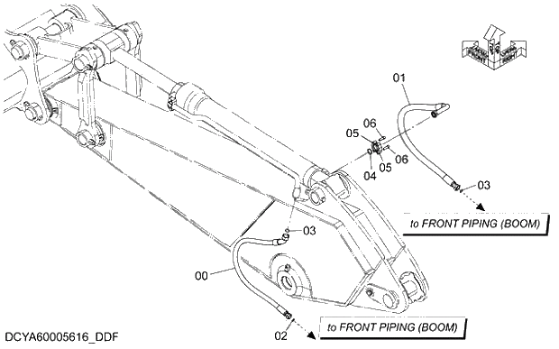 Схема запчастей Hitachi ZX280-5G - 019 FRONT PIPING (ARM 2.42m) 12 FRONT-END ATTACHMENTS