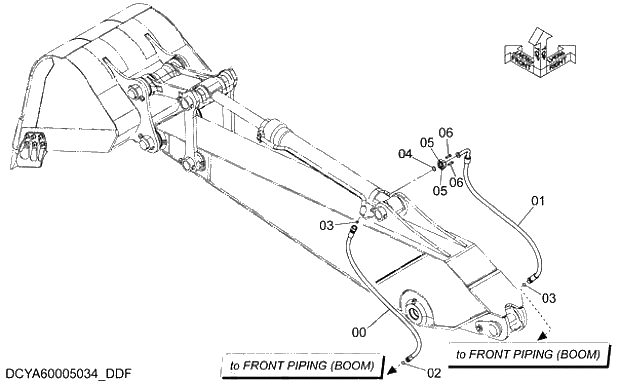 Схема запчастей Hitachi ZX280-5G - 020 FRONT PIPING (ARM 3.11m) 12 FRONT-END ATTACHMENTS