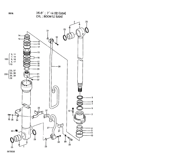 Схема запчастей Hitachi EX200-5 - 061 BOOM CYLINDER (L)(USA) 03 CYLINDER
