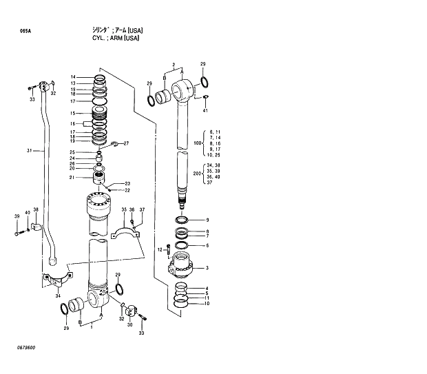 Схема запчастей Hitachi EX200-5 - 065 ARM CYLINDER (USA) 03 CYLINDER