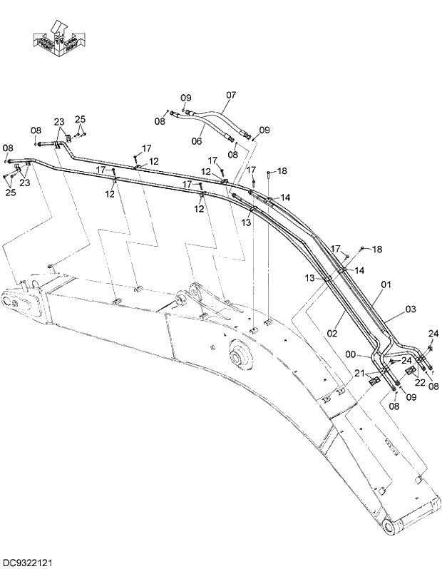 Схема запчастей Hitachi ZX210LCK-5G - 026 FRONT PIPING (BOOM) 12 FRONT-END ATTACHMENTS