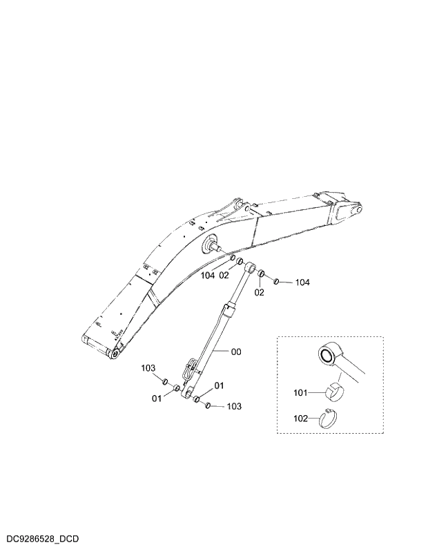 Схема запчастей Hitachi ZX210LCK-5G - 029 BOOM CYLINDER (R) 12 FRONT-END ATTACHMENTS