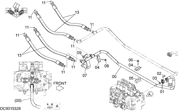 Схема запчастей Hitachi ZX350LCK-5G - 001 MAIN PIPING (1) 05 HYDRAULIC PIPING (MAIN)