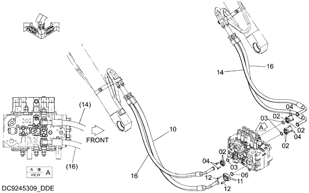 Схема запчастей Hitachi ZX350K-5G - 002 MAIN PIPING (2) 05 HYDRAULIC PIPING (MAIN)