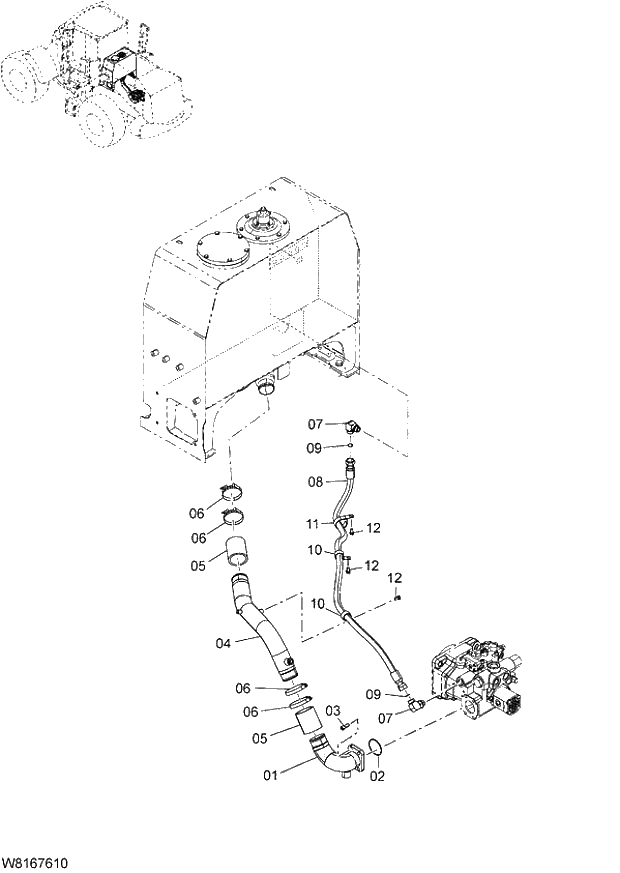 Схема запчастей Hitachi ZW220 - 159_MAIN PIPING(1) (000101-004999, 005101-). 06 HYDRAULIC SYSTEM