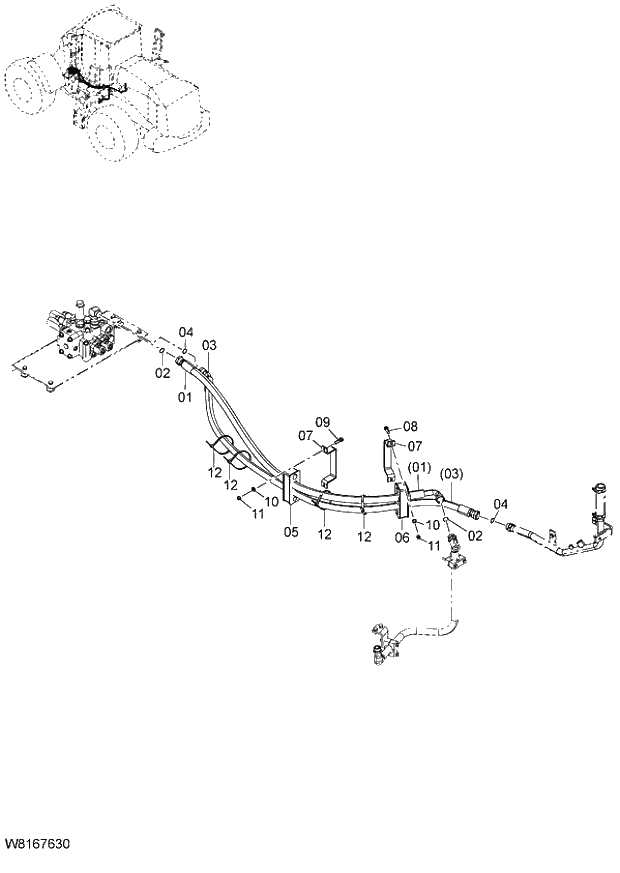 Схема запчастей Hitachi ZW220 - 162_MAIN PIPING(3) (000101-004999, 005101-). 06 HYDRAULIC SYSTEM