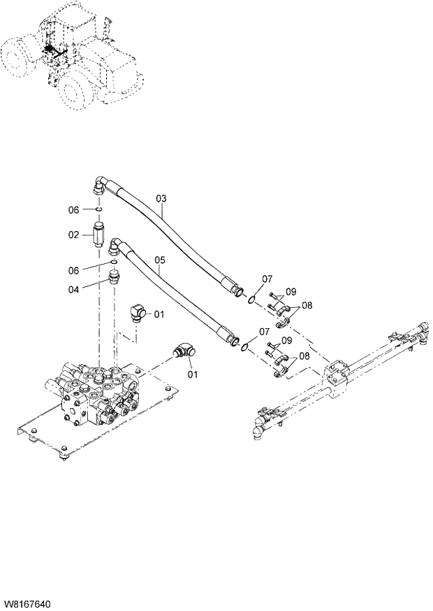 Схема запчастей Hitachi ZW220 - 163_MAIN PIPING(4) (000101-004999, 005101-). 06 HYDRAULIC SYSTEM