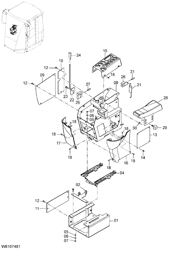 Схема запчастей Hitachi ZW220 - 187_CONSOLE(R) (000562-004999, 006190-007999, 008270-). 06 HYDRAULIC SYSTEM