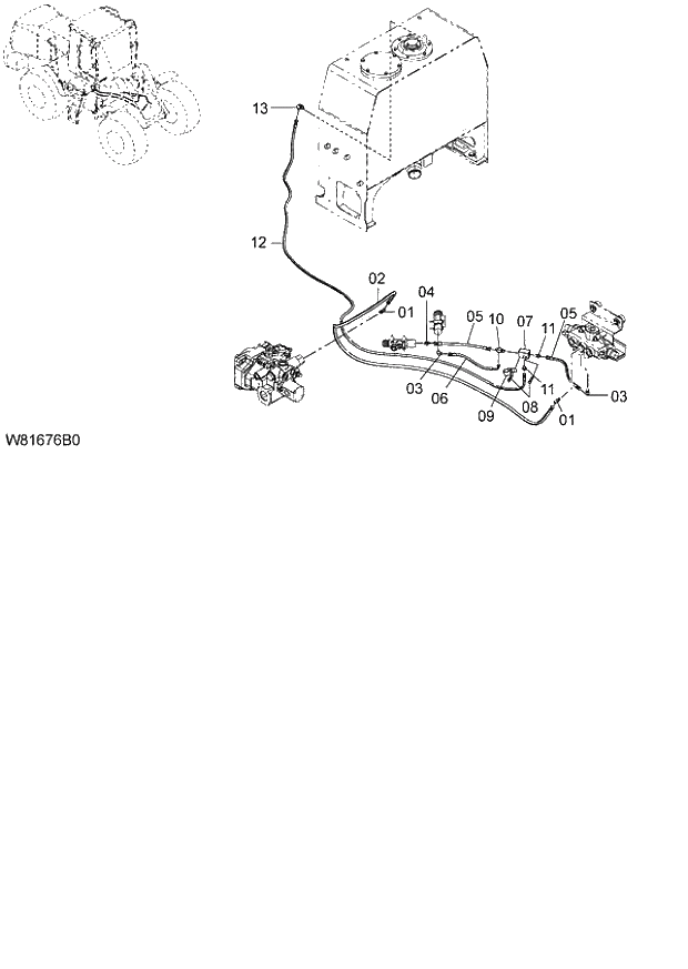 Схема запчастей Hitachi ZW220 - 207_STEERING PIPING(5) (000101-004999, 005101-). 06 HYDRAULIC SYSTEM