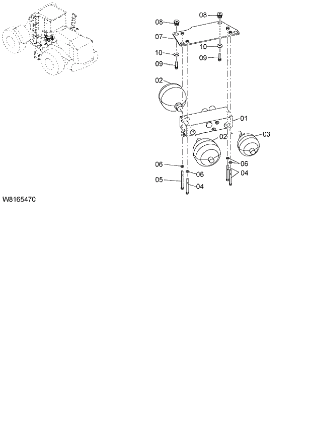 Схема запчастей Hitachi ZW220 - 211_BRAKE SYSTEM(CHARGE VALVE) (000101-004999, 005101-). 06 HYDRAULIC SYSTEM