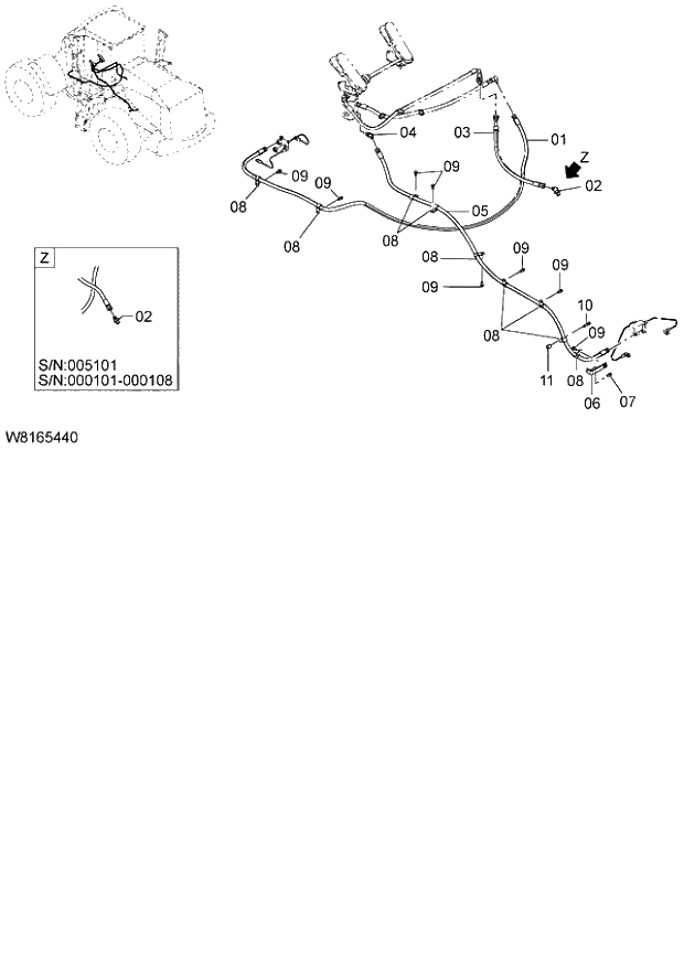 Схема запчастей Hitachi ZW220 - 215_BRAKE PIPING(4) (000101-004999, 005101-). 06 HYDRAULIC SYSTEM