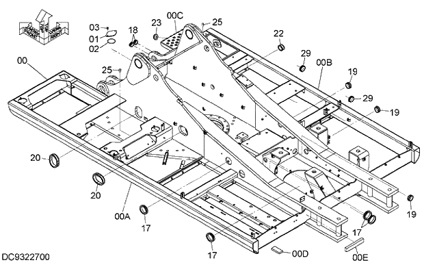 Схема запчастей Hitachi ZX330-5G - 001 FRAME 01 FRAME, COVER