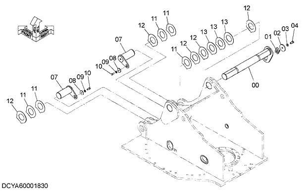 Схема запчастей Hitachi ZX350K-5G - 003 BOOM FOOT PIN 01 FRAME, COVER