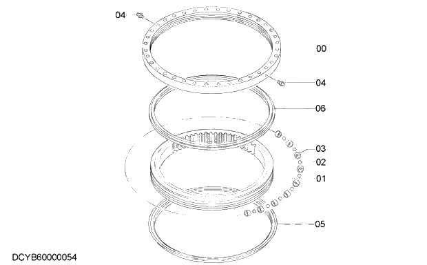 Схема запчастей Hitachi ZX250LCK-5G - 005 SWING BEARING 11 UNDERCARRIAGE