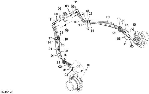 Схема запчастей Hitachi ZX240-5G - 018 TRAVEL PIPING 11 UNDERCARRIAGE
