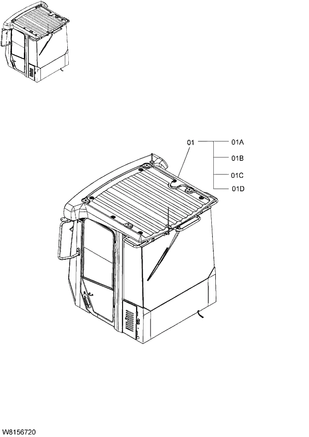 Схема запчастей Hitachi ZW180 - 061 CAB (GSM SPEC.) (ROC002) (000101-004999, 005101-). 04 CAB