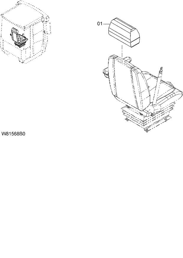 Схема запчастей Hitachi ZW180 - 108 HEAD REST (GRAMMER) (HITACHI LOGO) (H3F,HCF,HEF,HLF,HPF) (SET013) (000101-004999, 005101-). 04 CAB