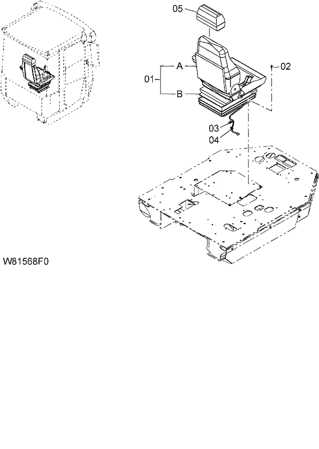 Схема запчастей Hitachi ZW180 - 112 AIR-SUSPENSION SEAT WITH HEAD REST (HITACHI LOGO) (GRAMMER) (H3F,HCF,HEF,HLF,HPF) (SET008) (000101-004999, 005101-). 04 CAB