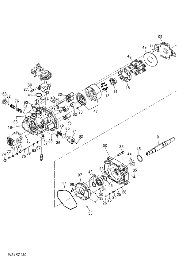 Схема запчастей Hitachi ZW180 - 242 PUMP (000101-004999, 005101-). 01 PUMP