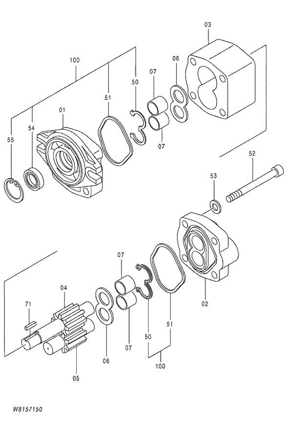 Схема запчастей Hitachi ZW180 - 244 PUMP FAN (000101-004999, 005101-). 01 PUMP