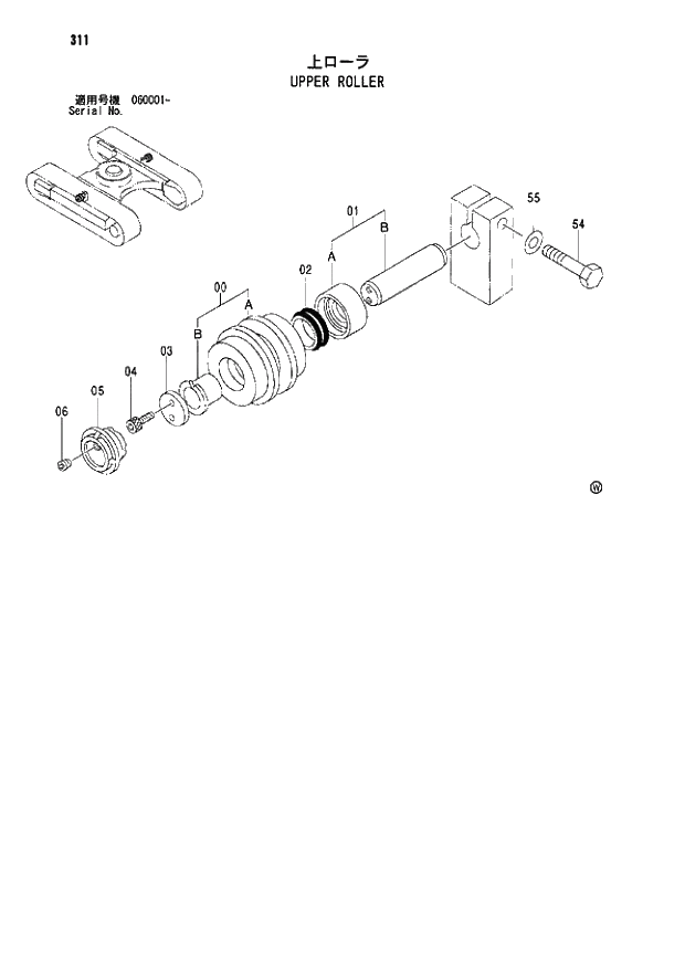 Схема запчастей Hitachi ZX80LCK - 311 UPPER ROLLER 02 UNDERCARRIAGE