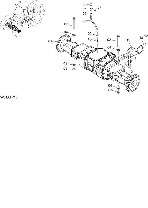 Схема запчастей Hitachi ZW250 - 028_FRONT AXLE(TPD) (000101-004999, 005101-). 02 POWER TRAIN