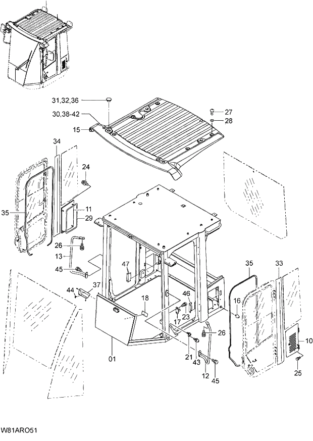 Схема запчастей Hitachi ZW250 - 073_CAB(1)(GPS SPEC.) H3H,HCH,HEH,HSH,HXH (000396-004999, 006132-007999, 008219-). 04 CAB