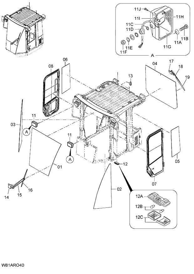Схема запчастей Hitachi ZW250 - 076_CAB(2) (000101-004999, 005101-). 04 CAB