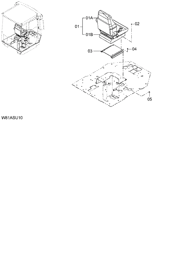 Схема запчастей Hitachi ZW250 - 110_SUSPENSION SEAT(GRAMMER)(SET003) (000101-004999, 005101-). 04 CAB