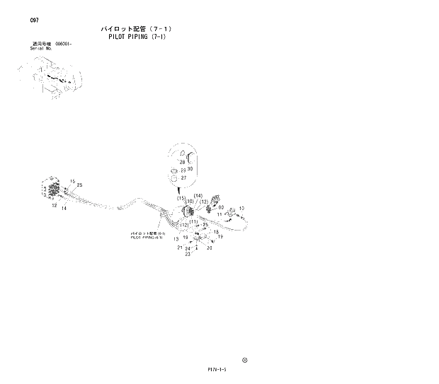 Схема запчастей Hitachi ZX800 - 097 PILOT PIPING (7-1) 01 UPPERSTRUCTURE