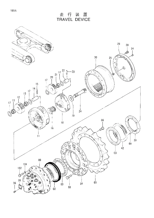 Схема запчастей Hitachi EX120-3 - 185 TRAVEL DEVICE. 02UNDERCARRIAGE