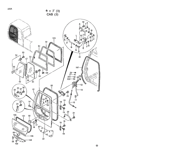 Схема запчастей Hitachi EX120-5 - 225 CAB (3) 01 UPPERSTRUCTURE