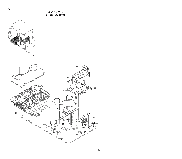 Схема запчастей Hitachi EX130H-5 - 245 FLOOR PARTS 01 UPPERSTRUCTURE