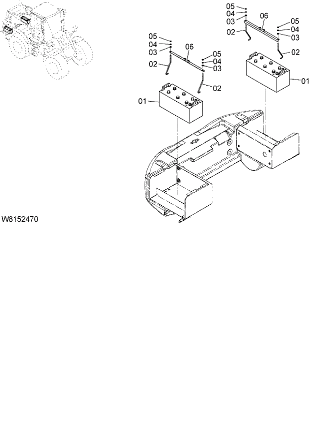 Схема запчастей Hitachi ZW180 - 121 LARGE CAPACITY BATTERY (195G51) (BA002) (000101-004999, 005101-). 05 ELECTRICAL SYSTEM