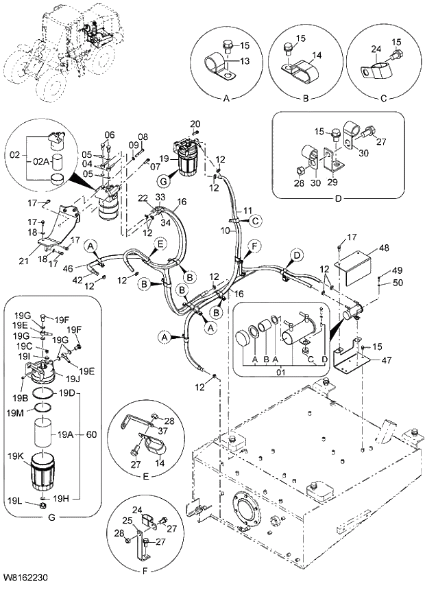 Схема запчастей Hitachi ZW220 - 015_FUEL PIPNG 6CG,H3G,HCG,HEG,HSG (000101-000136, 005101-005113). 01 ENGINE