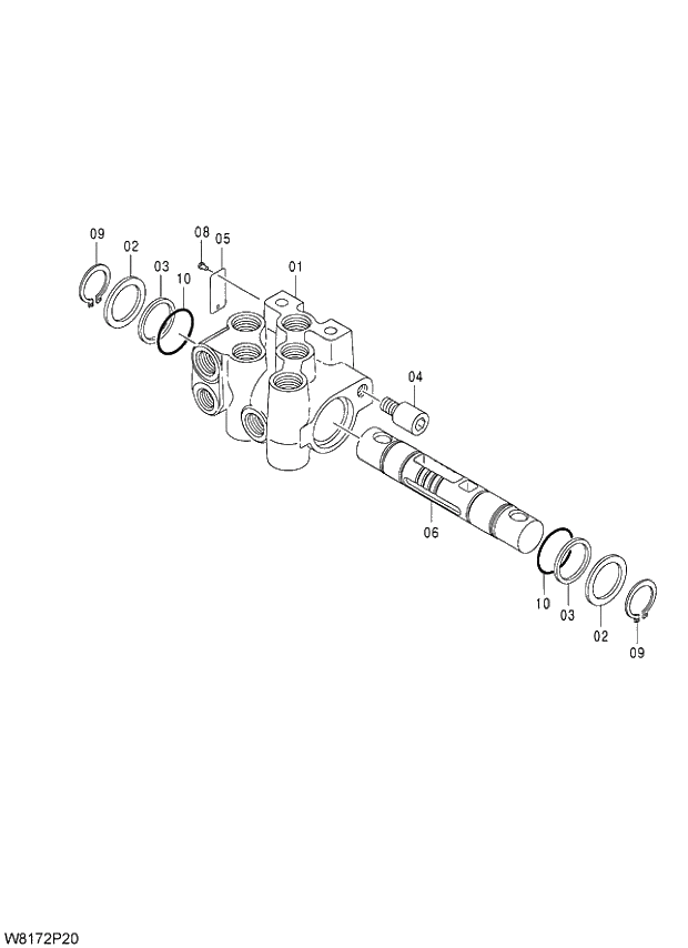 Схема запчастей Hitachi ZW310A - 013 VALVE LOCK(MFL, 2PL, 2PL003). 03 VALVE