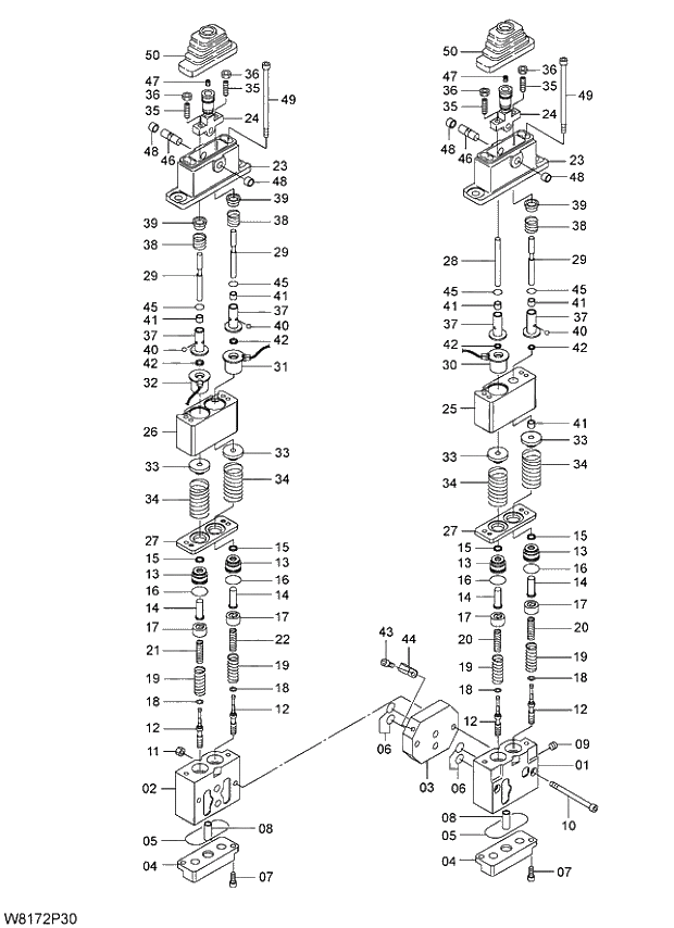 Схема запчастей Hitachi ZW310A - 014 VALVE PILOT(2PL, 2PL003). 03 VALVE