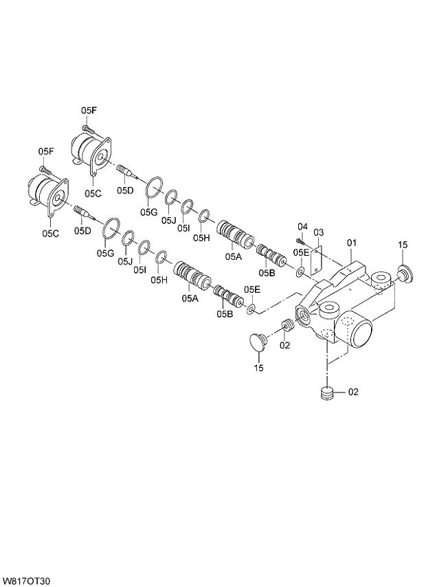 Схема запчастей Hitachi ZW310A - 015 VALVE SOLENOID(OTC002). 03 VALVE