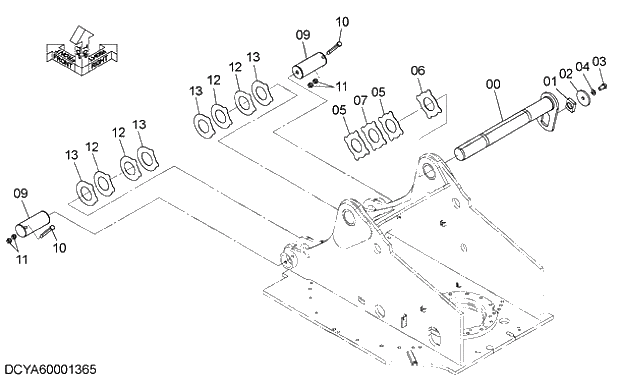 Схема запчастей Hitachi ZX280-5G - 003 BOOM FOOT PIN 01 FRAME,COVER