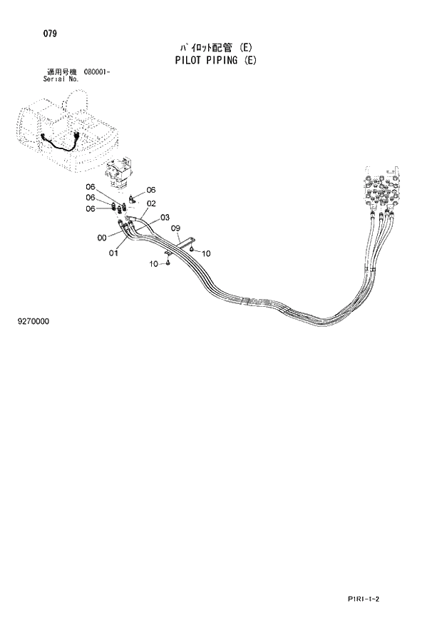 Схема запчастей Hitachi ZX120-3 - 079_PILOT PIPING (E) (080001 -). 01 UPPERSTRUCTURE
