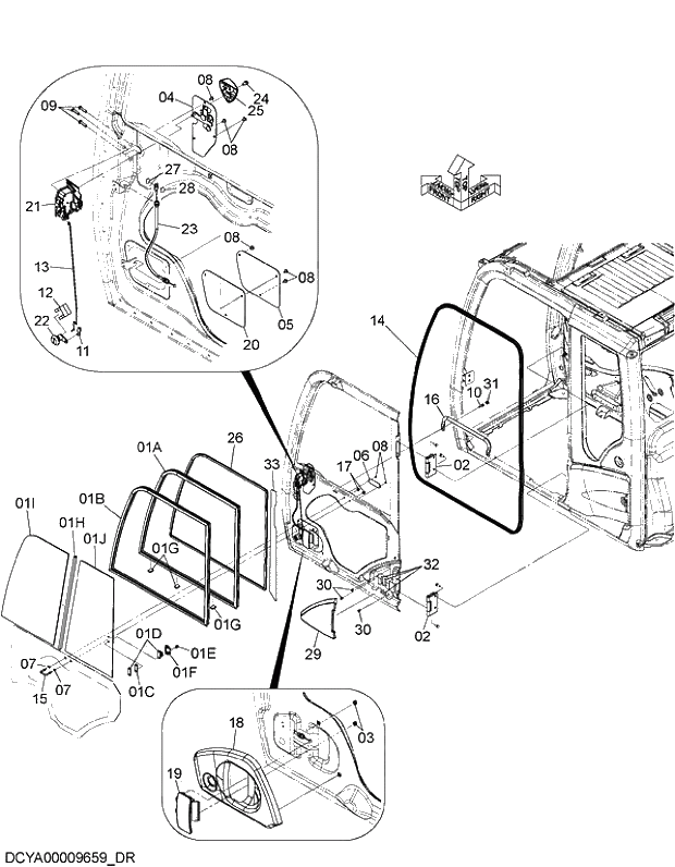 Схема запчастей Hitachi ZX330LC-5G - 004 DOOR 08 CAB