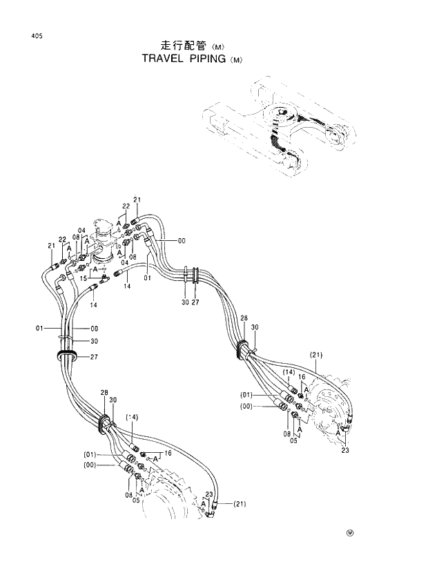 Схема запчастей Hitachi EX110M-5 - 405 TRAVEL PIPINGS M UNDERCARRIAGE