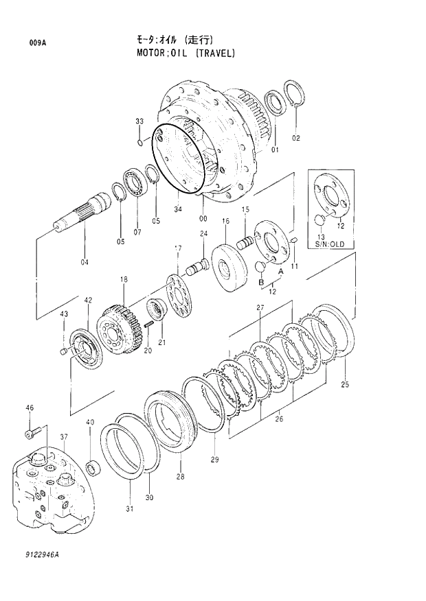 Схема запчастей Hitachi EX120-3 - 009 OIL MOTOR (TRAVEL). 02MOTOR