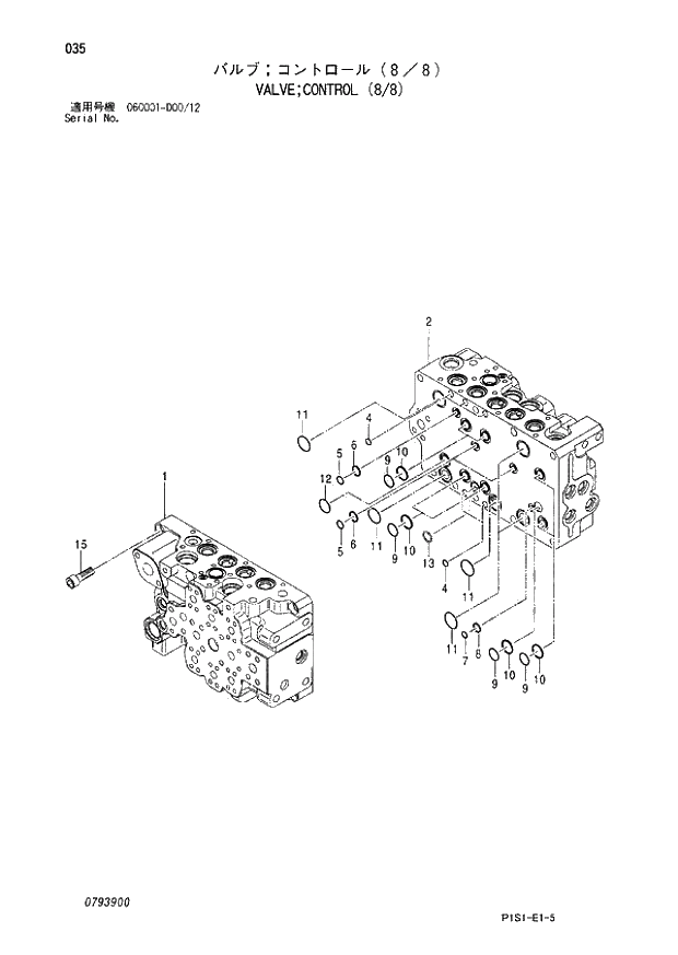 Схема запчастей Hitachi ZX120 - 035_VALVE;CONTROL (8_8) (060001 - D00_12). 03 VALVE