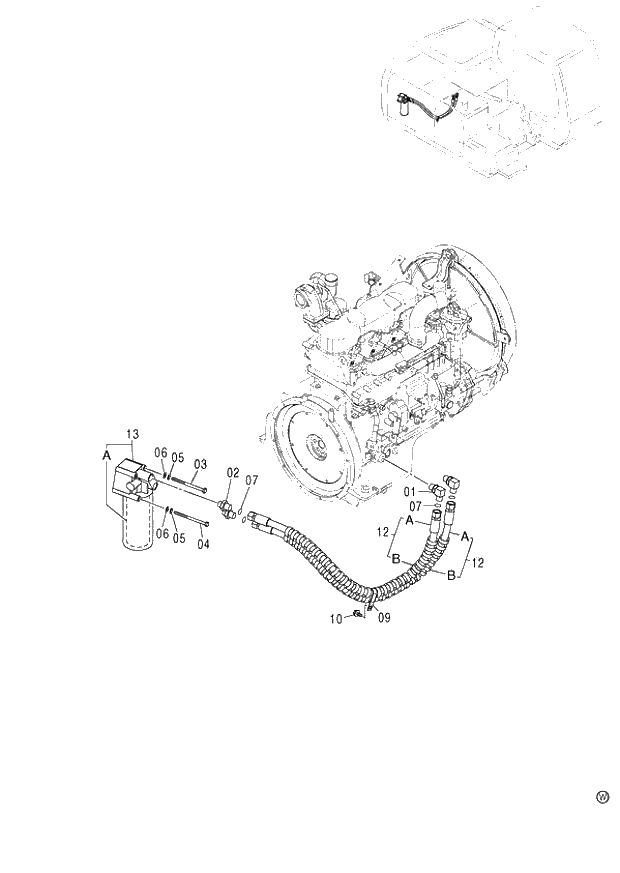 Схема запчастей Hitachi ZX120-E - 011_OIL FILTER PIPING (060001-). 01 UPPERSTRUCTURE