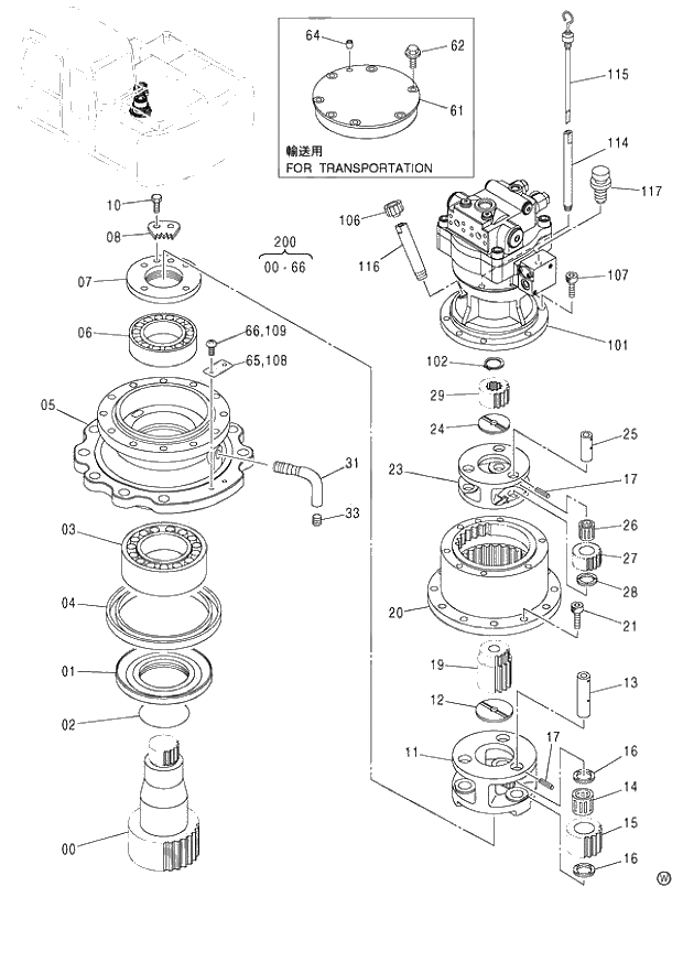 Схема запчастей Hitachi ZX120 - 032_SWING DEVICE (060001-). 01 UPPERSTRUCTURE
