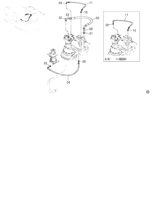 Схема запчастей Hitachi ZX120 - 041_DRAIN PIPING (060001-). 01 UPPERSTRUCTURE