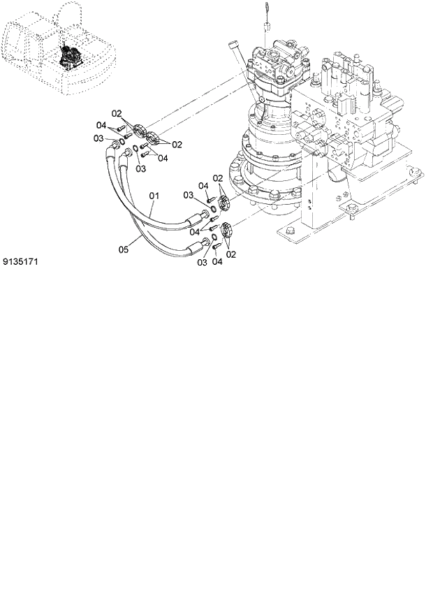 Схема запчастей Hitachi ZX120 - 044_MAIN PIPING (3) (060001-). 01 UPPERSTRUCTURE
