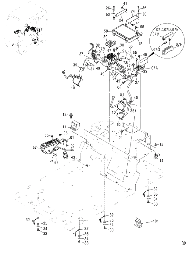 Схема запчастей Hitachi ZX120 - 093_ELECTRIC PARTS (E)(AUTO. ENGINE CONTROL) 120,130,H,K_NA (060001-). 01 UPPERSTRUCTURE